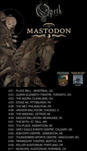 Opeth Mastodon North American Tour 2022 poster