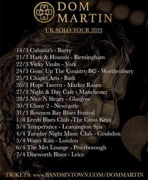 Dom Martin Solo Acoustic UK Tour 2023