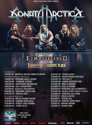 Sonata Arctica European Tour 2024 poster