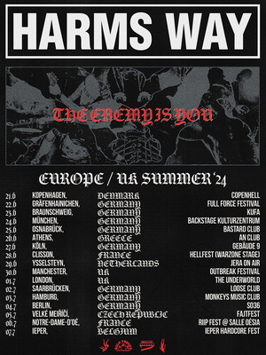 Harm’s Way European & UK Tour 2024 poster