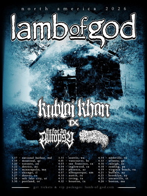 Lamb of God North American Tour 2026 poster