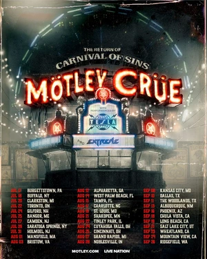 Motley Crue Tesla North American Tour 2026 poster