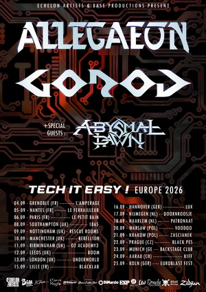 Allegaeon and Gorod European & UK Tour 2026 poster