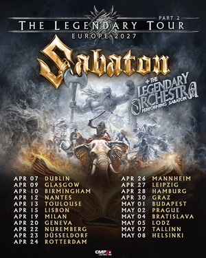Sabaton European Tour 2027 poster